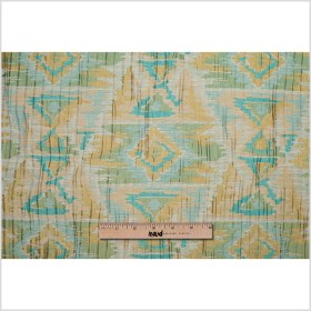 Indian Blue/Yellow Ikat-Like Geometric Poly/Cotton Brocade Indian Blue/Yellow Ikat-Like Geometric Poly/Cotton Brocade