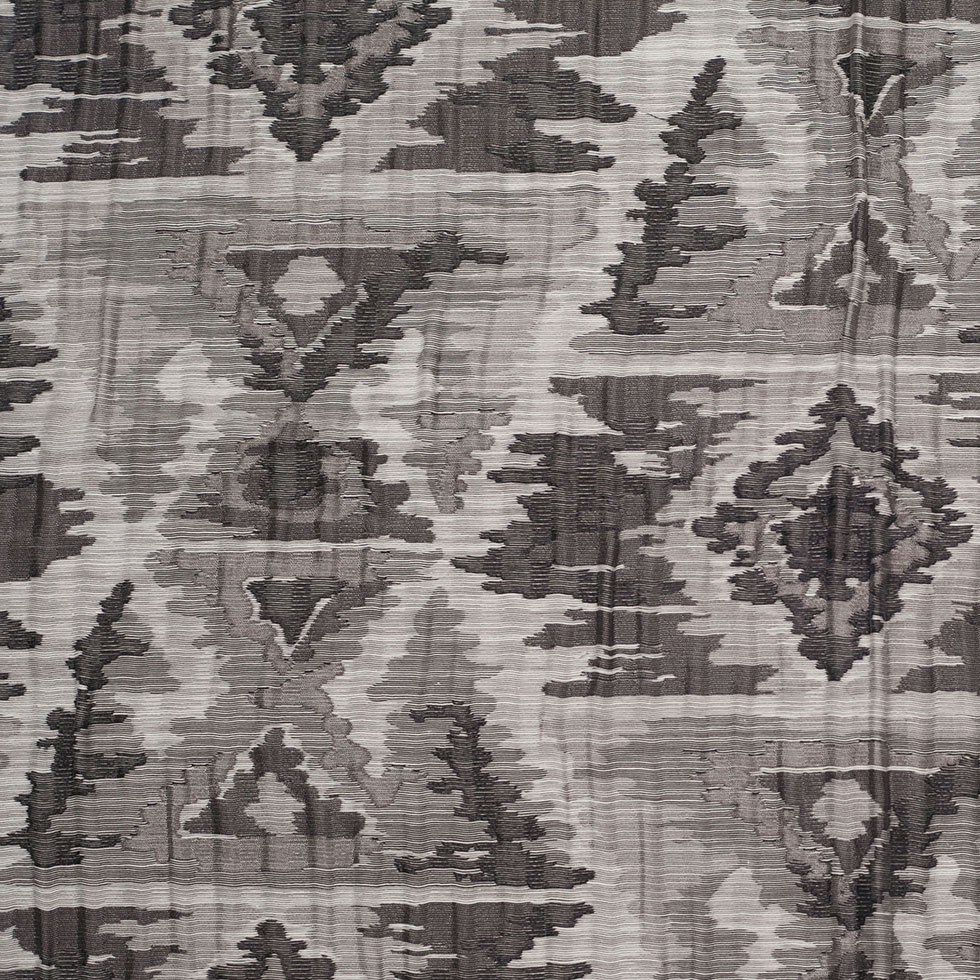 Indian Black/White Ikat-Like Geometric Poly/Cotton Brocade Indian Black/White Ikat-Like Geometric Poly/Cotton Brocade