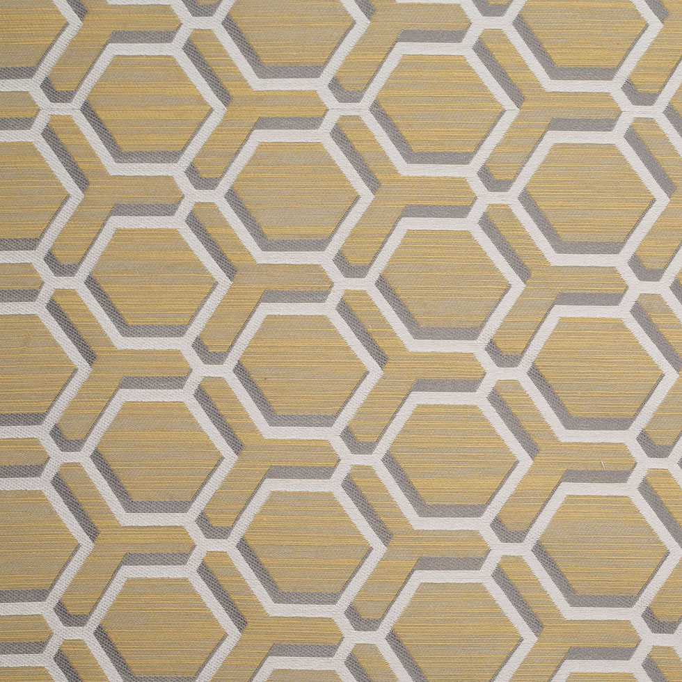 Indian Yellow/Gray Geometric Poly/Cotton Brocade Indian Yellow/Gray Geometric Poly/Cotton Brocade