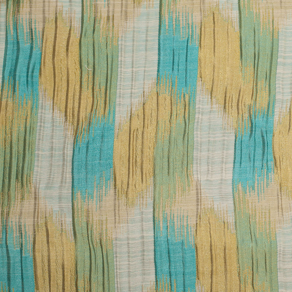 Indian Blue/Gold Ikat-Like Poly/Cotton Brocade Indian Blue/Gold Ikat-Like Poly/Cotton Brocade