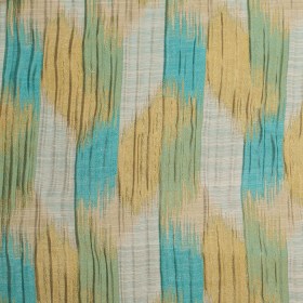 Indian Blue/Gold Ikat-Like Poly/Cotton Brocade Indian Blue/Gold Ikat-Like Poly/Cotton Brocade