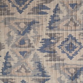 Indian Blue/Beige Ikat-Like Geometric Poly/Cotton Brocade Indian Blue/Beige Ikat-Like Geometric Poly/Cotton Brocade