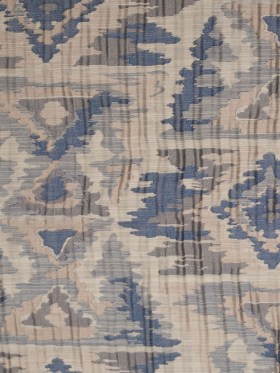 Indian Blue/Beige Ikat-Like Geometric Poly/Cotton Brocade Indian Blue/Beige Ikat-Like Geometric Poly/Cotton Brocade