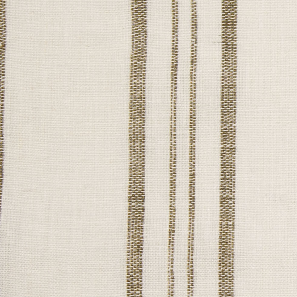 Indian Olive/White Striped Linen Woven
