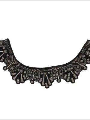 Black/Gunmetal Beaded Rhinestone Neck Applique Black/Gunmetal Beaded Rhinestone Neck Applique