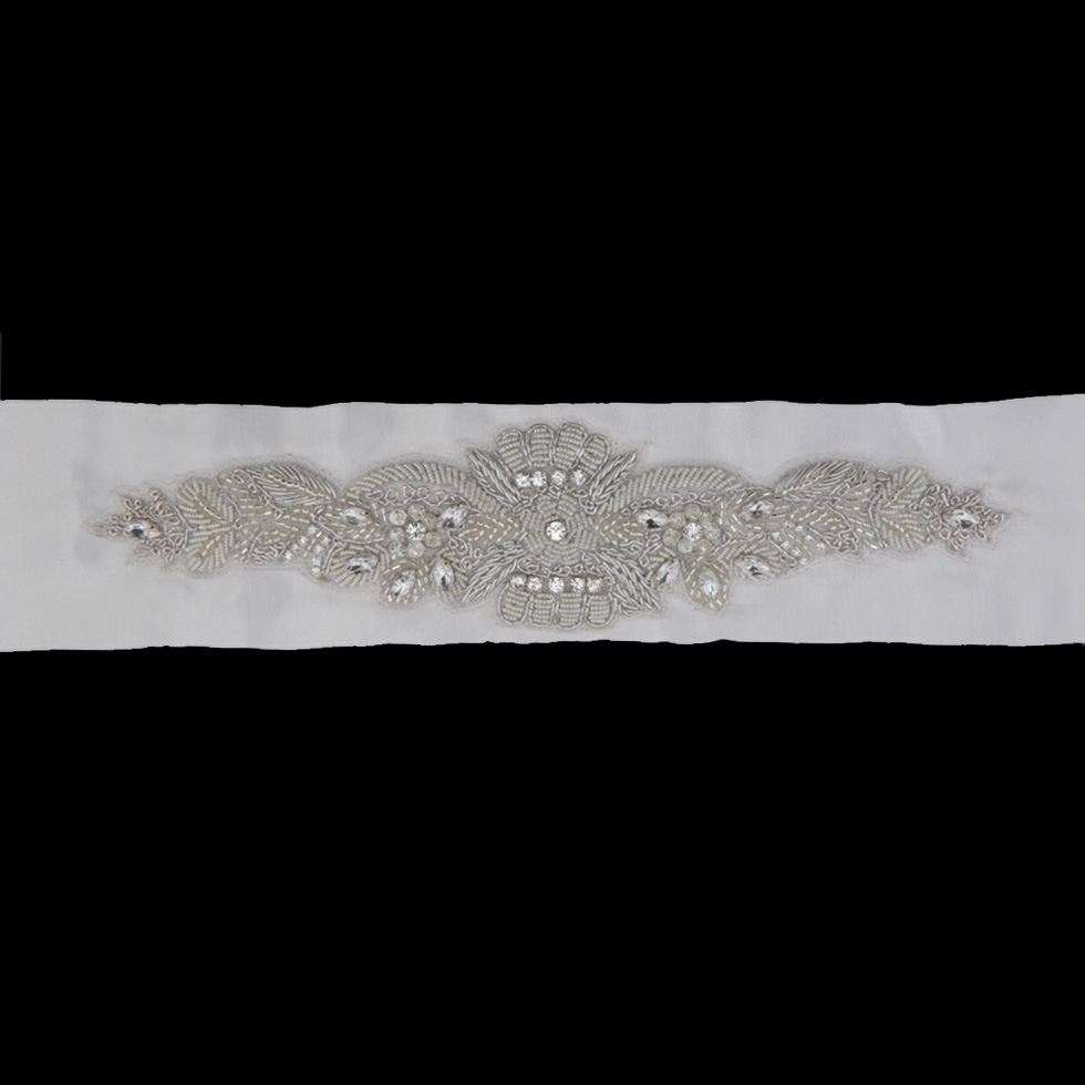 2.75″ Silver/White Beaded Rhinestone Bridal Belt 2.75″ Silver/White Beaded Rhinestone Bridal Belt