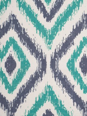 Spanish Green/Blue Ikat-Like Geometric Poly/Cotton Canvas Spanish Green/Blue Ikat-Like Geometric Poly/Cotton Canvas