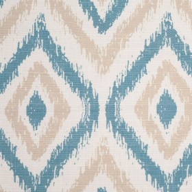 Spanish Blue/Beige Ikat-Like Geometric Poly/Cotton Canvas Spanish Blue/Beige Ikat-Like Geometric Poly/Cotton Canvas