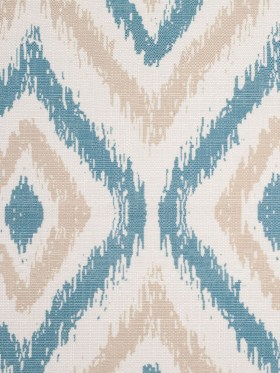 Spanish Blue/Beige Ikat-Like Geometric Poly/Cotton Canvas Spanish Blue/Beige Ikat-Like Geometric Poly/Cotton Canvas