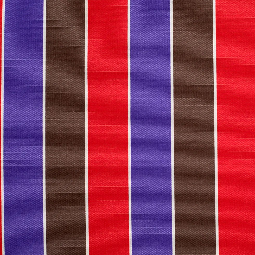 Spanish Red/Purple/Brown Striped Poly-Cotton Woven Spanish Red/Purple/Brown Striped Poly-Cotton Woven