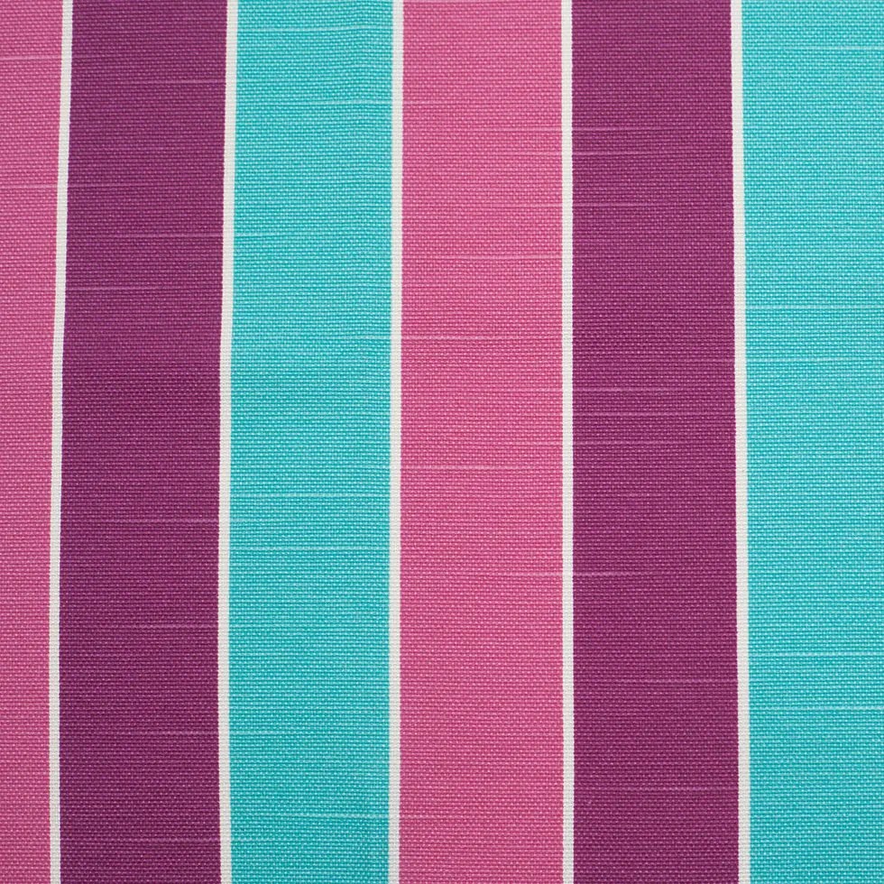 Spanish Aqua/Purple/Pink Striped Poly-Cotton Woven Spanish Aqua/Purple/Pink Striped Poly-Cotton Woven