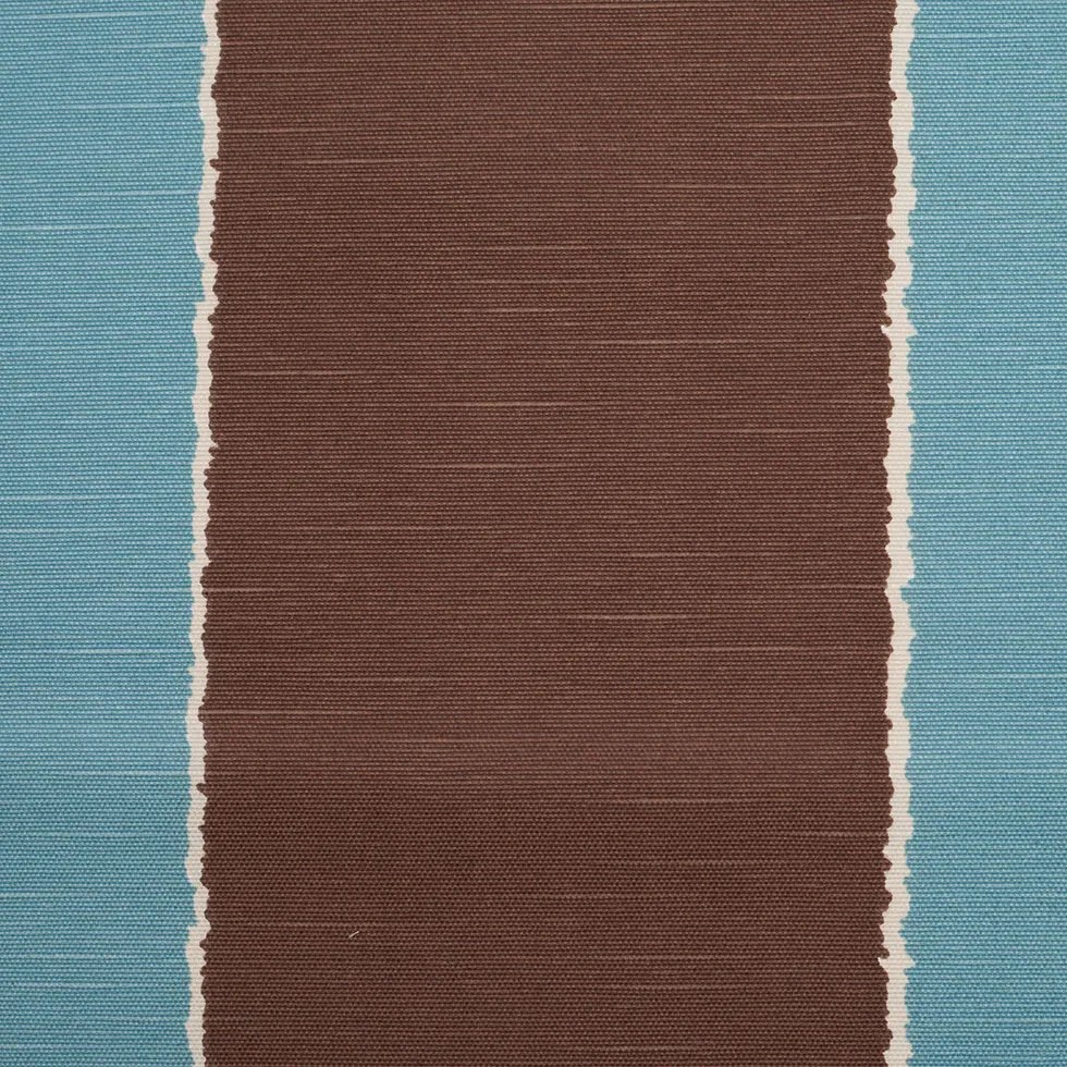 Spanish Blue/Brown Striped Poly-Cotton Woven Spanish Blue/Brown Striped Poly-Cotton Woven