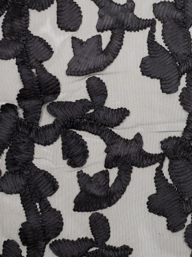 Black Ribbon Embroidered Netting Black Ribbon Embroidered Netting