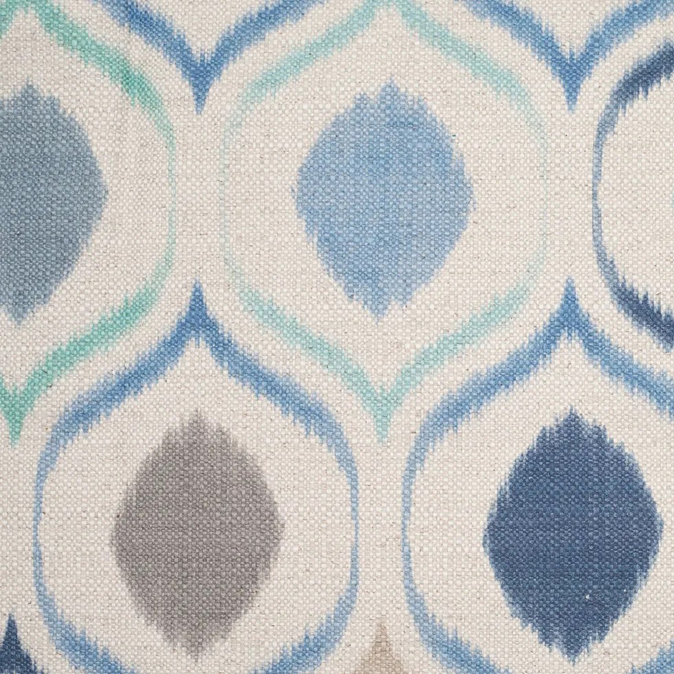 Spanish Blue/Gray Ikat-Like Geometric Woven Spanish Blue/Gray Ikat-Like Geometric Woven