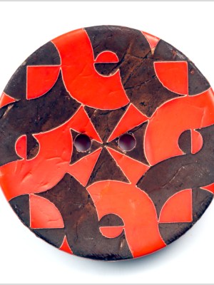 Italian Orange and Brown Geometric Coconut Botton – 64L/40.5mm Italian Orange and Brown Geometric Coconut Botton – 64L/40.5mm