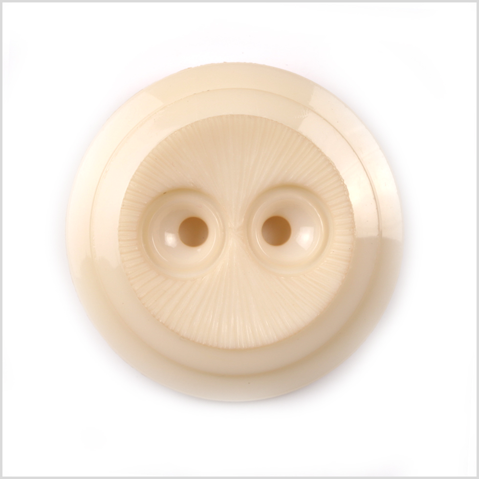 Plastic 2-Hole Button – 44L/28mm – Ivory Dish Shaped with Radiating Textured Center Plastic 2-Hole Button – 44L/28mm – Ivory Dish Shaped with Radiating Textured Center