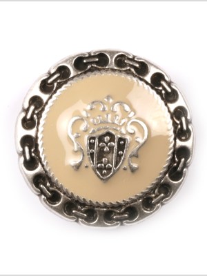 Beige and Black Metal Blazer Crest Button – 24L/15mm Beige and Black Metal Blazer Crest Button – 24L/15mm