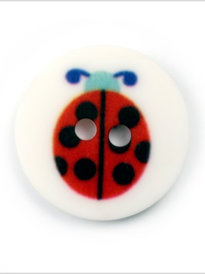 White Kids Ladybug Button – 24L/15mm White Kids Ladybug Button – 24L/15mm