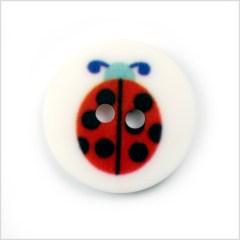 White Kids Ladybug Button – 24L/15mm White Kids Ladybug Button – 24L/15mm