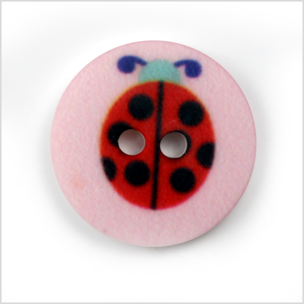 Pink Kids Ladybug Button – 24L/15mm Pink Kids Ladybug Button – 24L/15mm