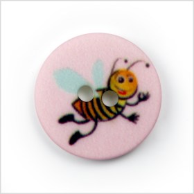 Pink Kids Bumblebee Button – 24L/15mm Pink Kids Bumblebee Button – 24L/15mm