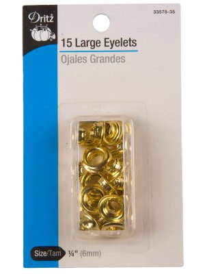 Dritz Large Gold Eyelets Size 1/4″ – 15ct Dritz Large Gold Eyelets Size 1/4″ – 15ct