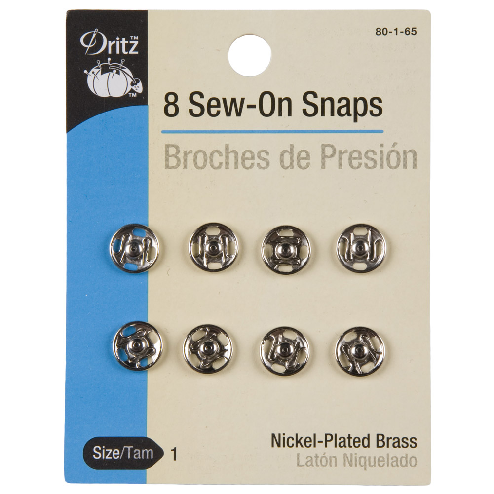 Dritz Nickel Sew On Snaps Size 1 – 8 ct Dritz Nickel Sew On Snaps Size 1 – 8 ct