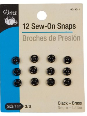 Dritz Black Sew On Snaps Size 3 – 12ct Dritz Black Sew On Snaps Size 3 – 12ct