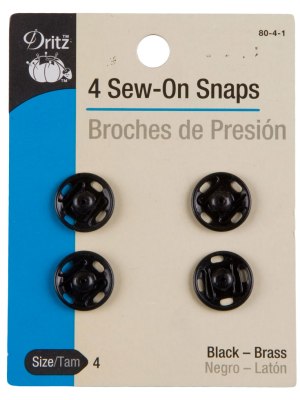 Dritz Black Sew On Snaps Size 4 – 4ct Dritz Black Sew On Snaps Size 4 – 4ct