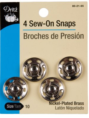 Dritz Nickel Sew On Snaps Size 10 – 4ct Dritz Nickel Sew On Snaps Size 10 – 4ct