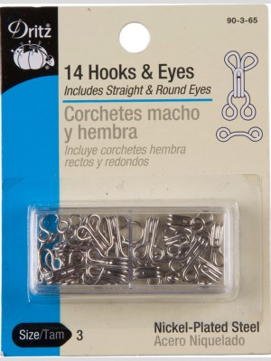 Dritz Nickel Hooks & Eyes Size 3 – 14ct Dritz Nickel Hooks & Eyes Size 3 – 14ct