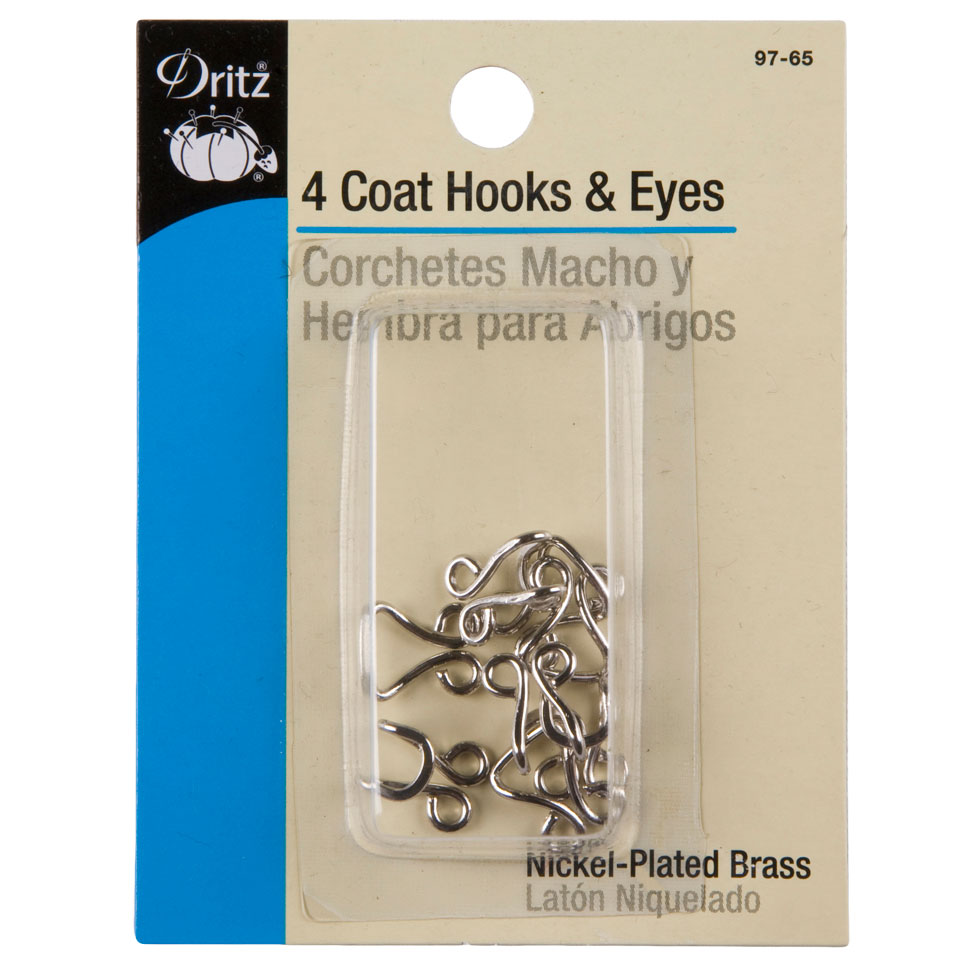 Dritz Nickel-Plated Coat Hooks & Eyes – 4ct Dritz Nickel-Plated Coat Hooks & Eyes – 4ct