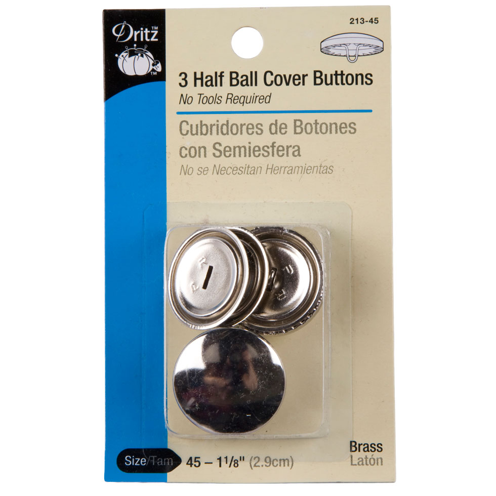 Dritz Brass Half Ball Covered Buttons Size 45-1 1/8″ – 3ct Dritz Brass Half Ball Covered Buttons Size 45-1 1/8″ – 3ct