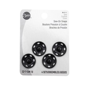 Dritz 4 Black Sew On Snaps – Size 10 Dritz 4 Black Sew On Snaps – Size 10