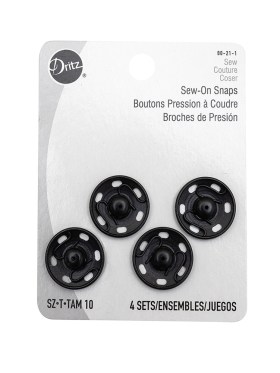 Dritz 4 Black Sew On Snaps – Size 10 Dritz 4 Black Sew On Snaps – Size 10