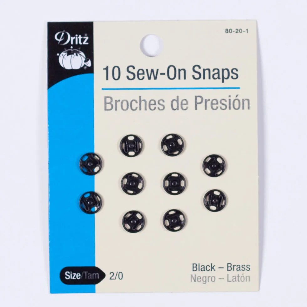 Dritz Black Sew-On Snaps Size 2/0 – 10ct Dritz Black Sew-On Snaps Size 2/0 – 10ct