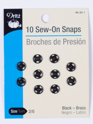 Dritz Black Sew-On Snaps Size 2/0 – 10ct Dritz Black Sew-On Snaps Size 2/0 – 10ct
