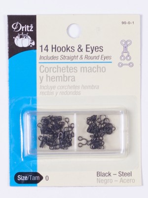 Dritz 14 Black Hooks & Eyes – Size 0 Dritz 14 Black Hooks & Eyes – Size 0