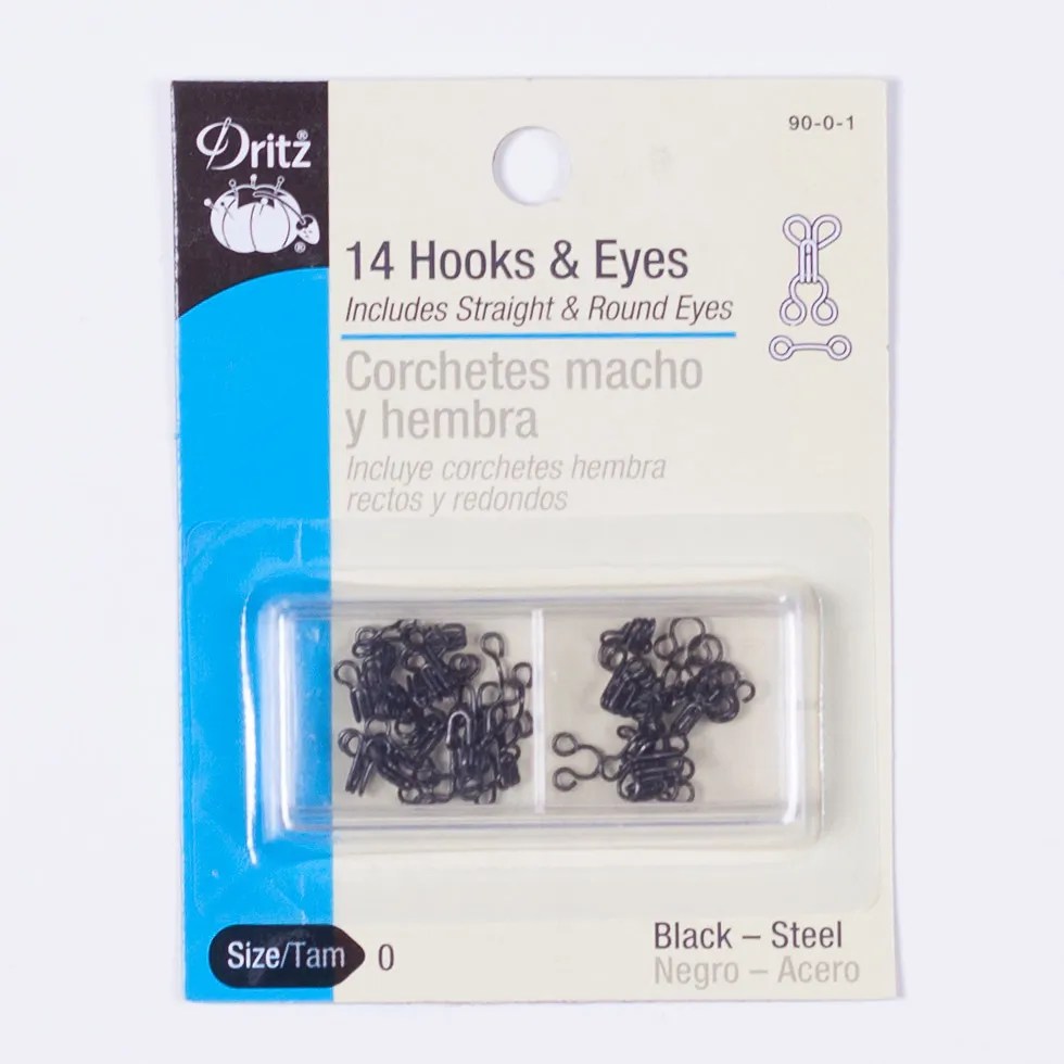 Dritz 14 Black Hooks & Eyes – Size 0 Dritz 14 Black Hooks & Eyes – Size 0