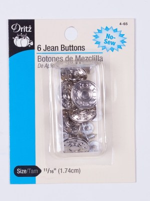 Dritz Silver Jean Buttons – 6 Ct Dritz Silver Jean Buttons – 6 Ct