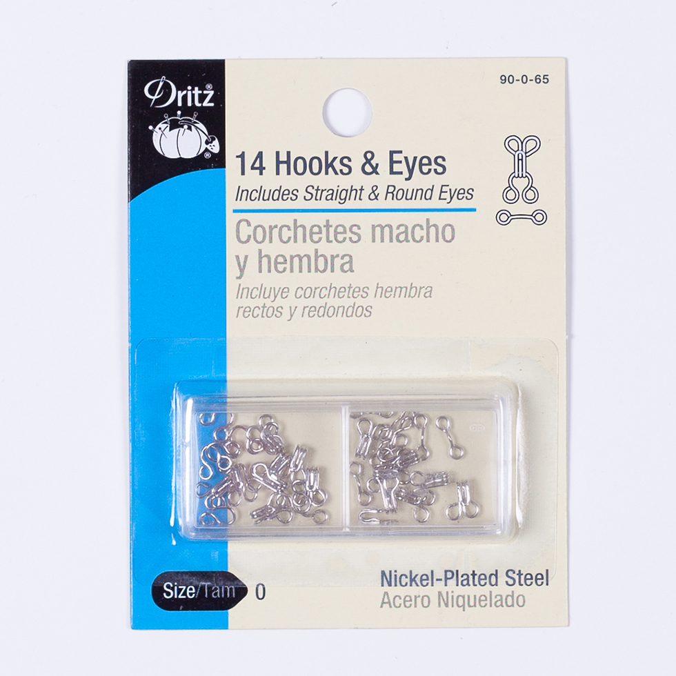 Dritz 14 Nickel Hooks & Eyes – Size 0 Dritz 14 Nickel Hooks & Eyes – Size 0