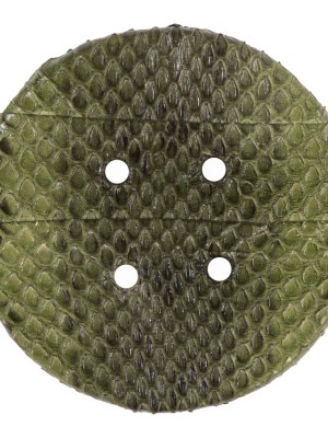 Garden Green Snakeskin Covered 4-Hole Button – 96L/61mm Garden Green Snakeskin Covered 4-Hole Button – 96L/61mm