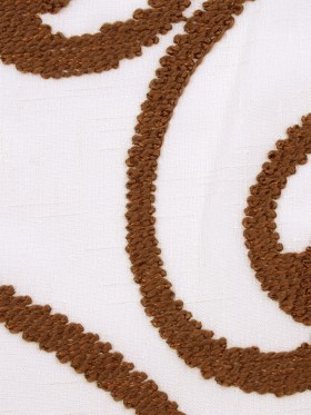 Ivory & Brown Embroidery Retro-Chic Sheer Poly Ivory & Brown Embroidery Retro-Chic Sheer Poly