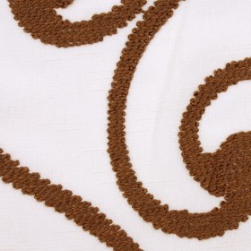 Ivory & Brown Embroidery Retro-Chic Sheer Poly Ivory & Brown Embroidery Retro-Chic Sheer Poly