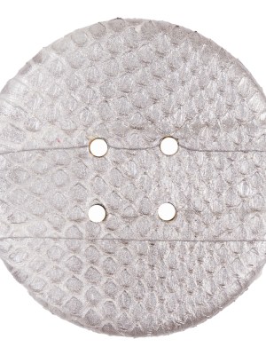 Silver Metallic Snakeskin Covered 4-Hole Button – 96L/61mm Silver Metallic Snakeskin Covered 4-Hole Button – 96L/61mm