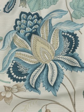 Legion Blue and Egret Floral Cotton Blend Legion Blue and Egret Floral Cotton Blend