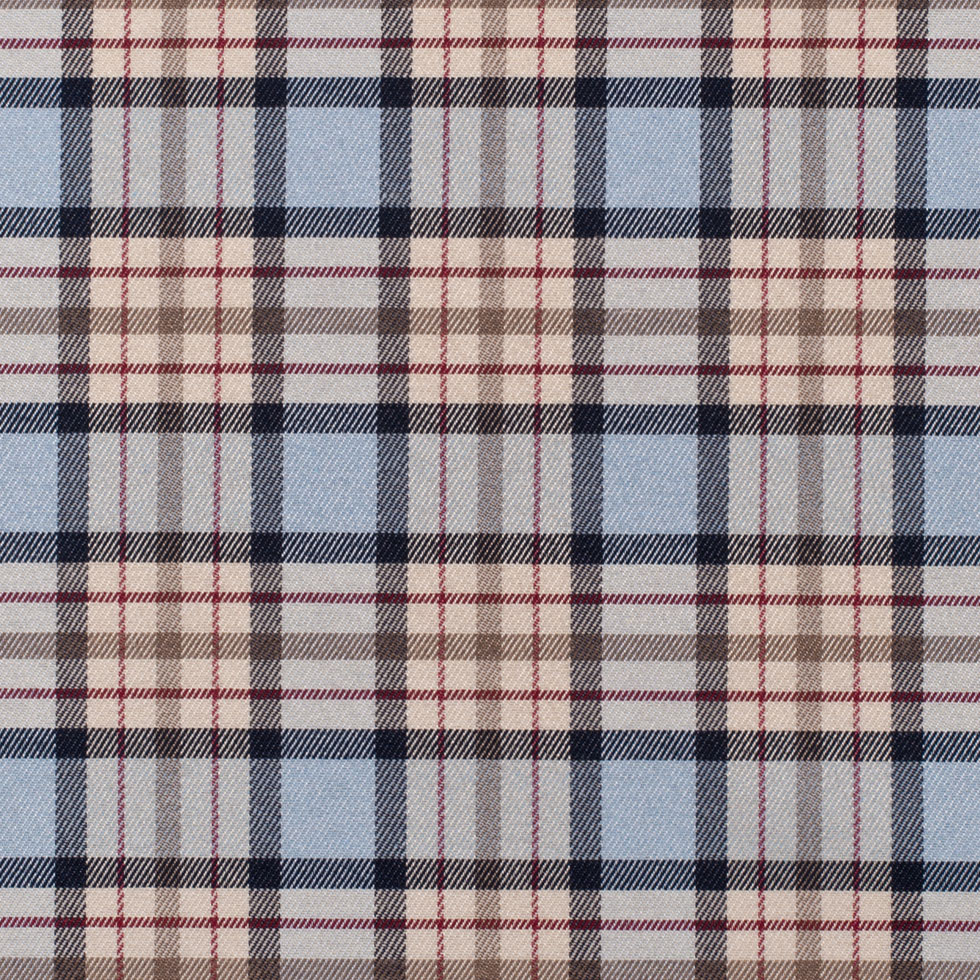 Blue Plaid Cotton Blend Blue Plaid Cotton Blend