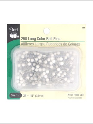 Dritz Long White Ball Pins -250 Ct Dritz Long White Ball Pins -250 Ct