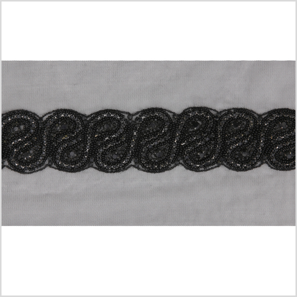 1.5″ Black Rhinestone Beaded Trim 1.5″ Black Rhinestone Beaded Trim