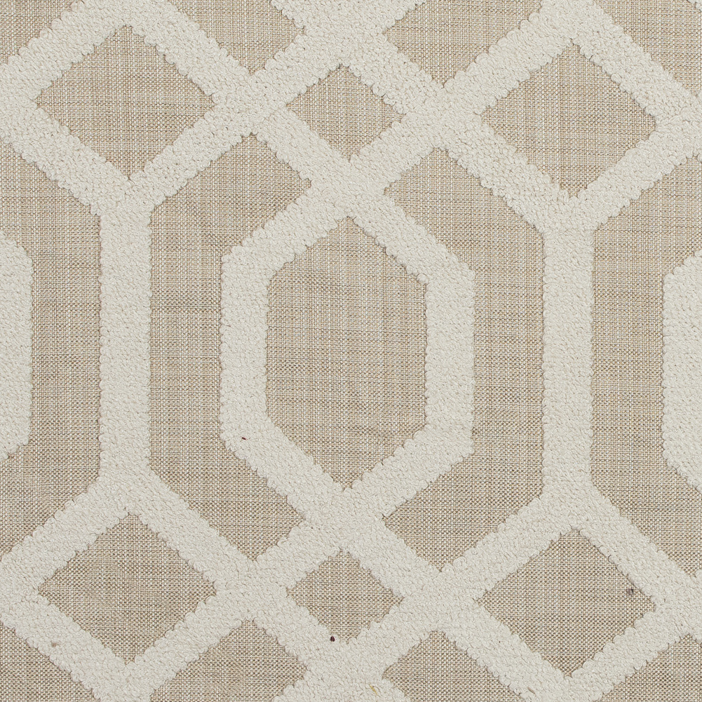 Natural Polyester Woven with a Geometric Faux-Chenille Design Natural Polyester Woven with a Geometric Faux-Chenille Design